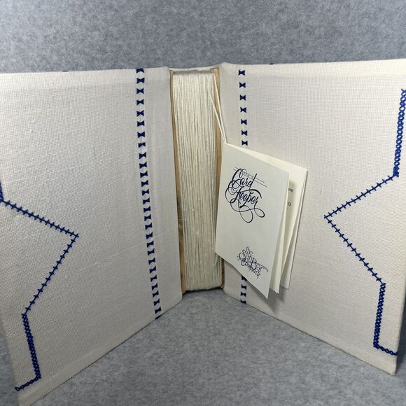 Handcrafted Greeting Card Keeper Binder Fabric Cross Stitch Pansies Organizer - Picture 6 of 16